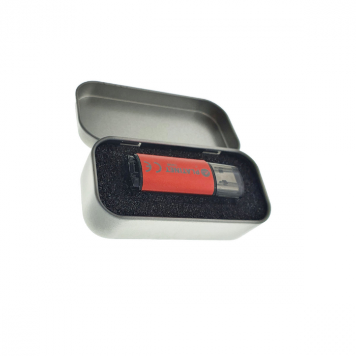 Cutie personalizabila Platinet Pendrive Box 45173, 80x40x20mm, pentru memorie USB, metalica, inchidere tip carte, argintie [8]