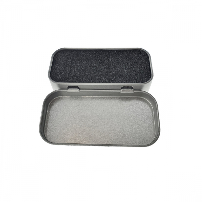 Cutie personalizabila Platinet Pendrive Box 45173, 80x40x20mm, pentru memorie USB, metalica, inchidere tip carte, argintie [2]