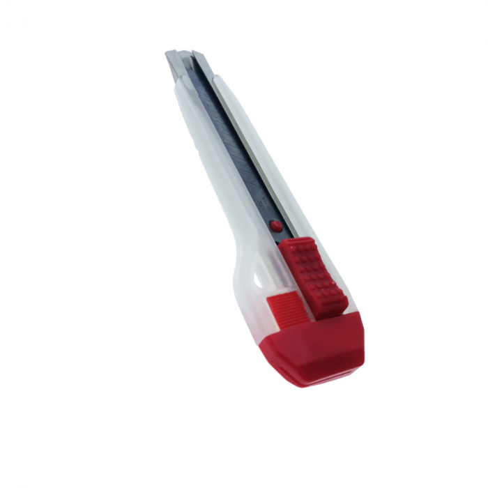 Cutter cu maner din plastic si protectie metalica, lungime 163 mm, alb cu rosu [3]
