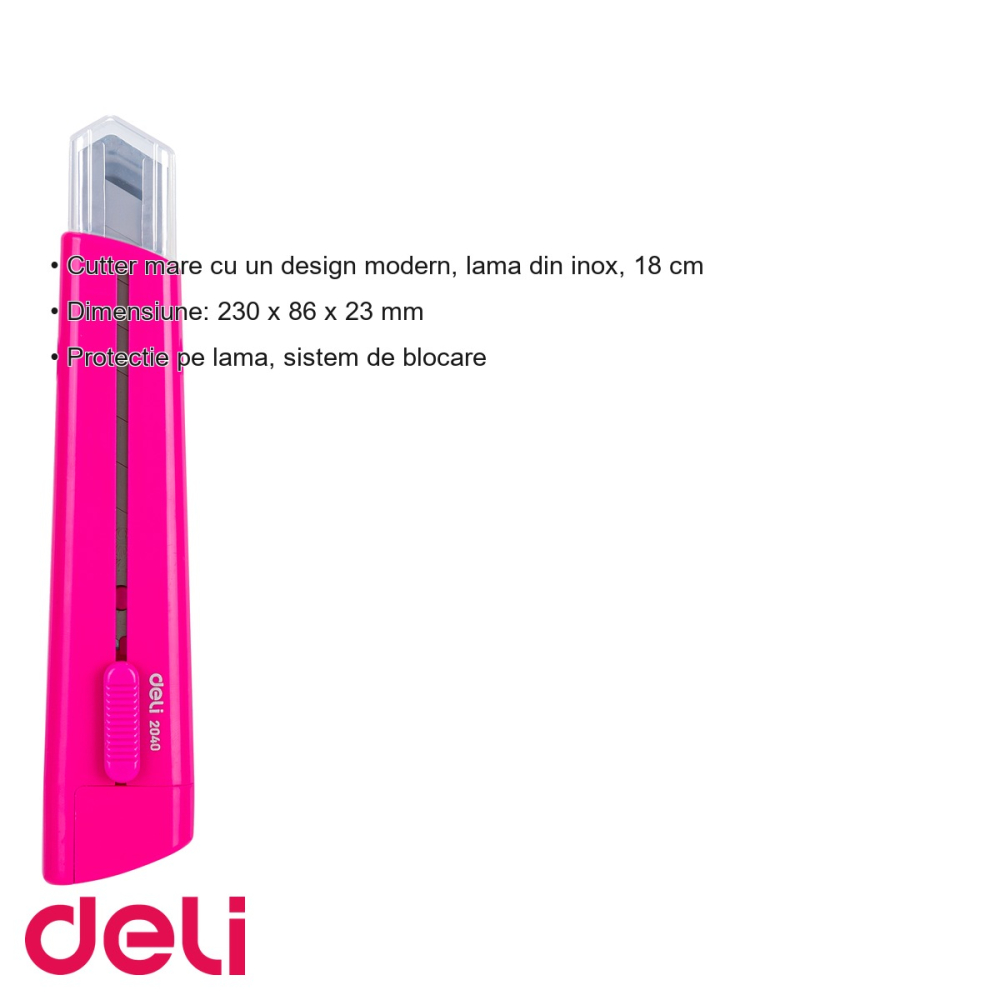 Cutter mare Deli cu lama inox 18 mm, protectie lama si sistem de blocare, pentru taieri precise [3]