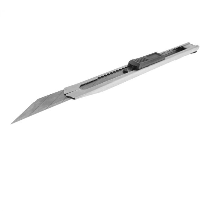 Cutter metalic cu lama otel SK5 de 9mm in unghi 30°, sistem siguranta automata, clips pentru prindere, model Clasic 92034, taiere precisa, sistem snap-off 7 sectiuni [2]