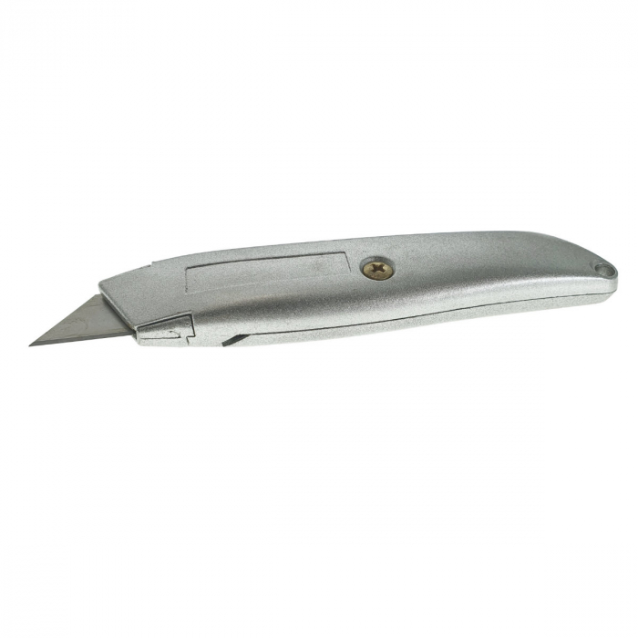 Cutter metalic cu lama retractabila, 153 x 35 x 20mm, cu autoblocare, gri [4]