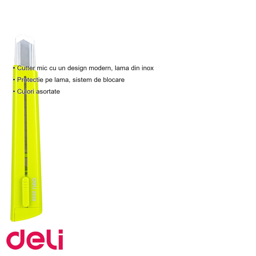 Cutter mic Deli Modern, lama inox cu protectie si sistem de blocare, pentru birou si scoala [3]