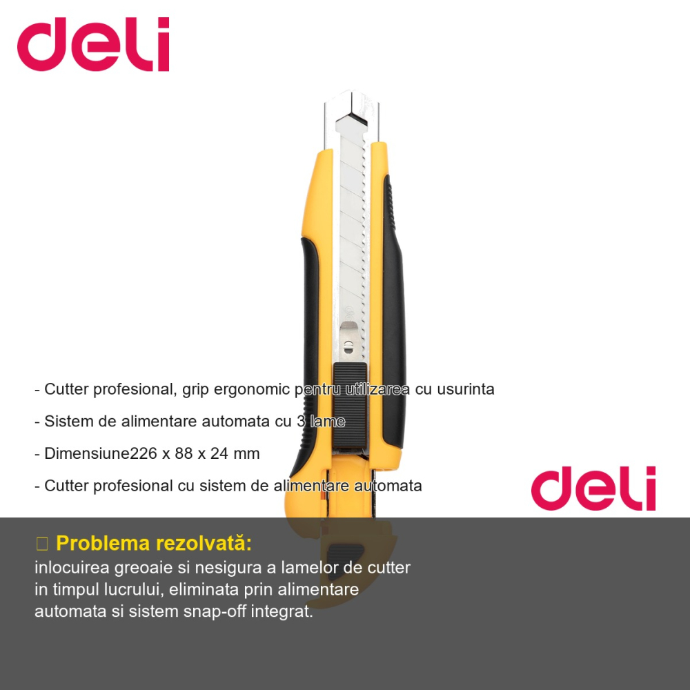 Cutter profesional Deli cu alimentare automata si grip ergonomic, pentru taiere precisa la birou [2]