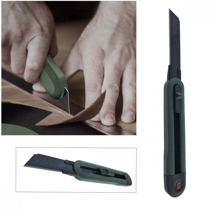 Cutter profesionist cu sina metalica model Home Series 00742, lama din inox SK2 innegrit cu 8 sectiuni, lungime lama 100 mm, latime lama 18 mm, verde inchis [4]