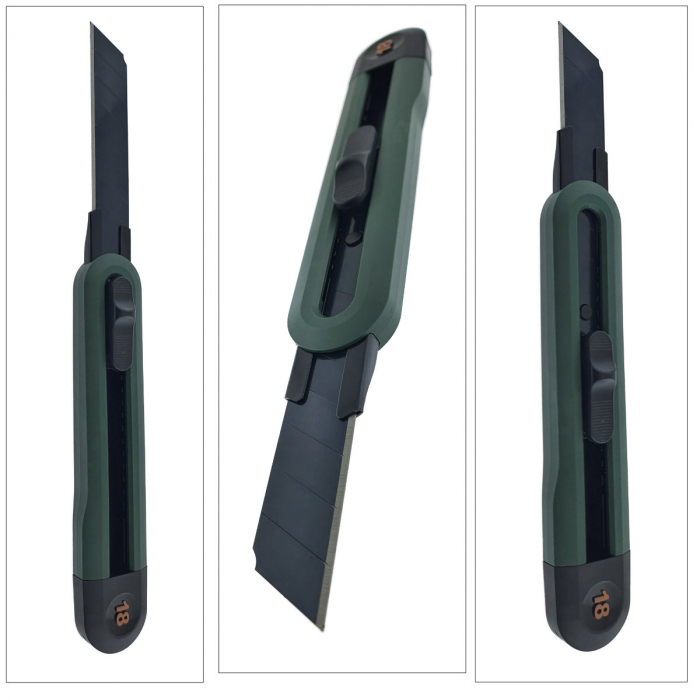 Cutter profesionist cu sina metalica model Home Series 00742, lama din inox SK2 innegrit cu 8 sectiuni, lungime lama 100 mm, latime lama 18 mm, verde inchis [5]