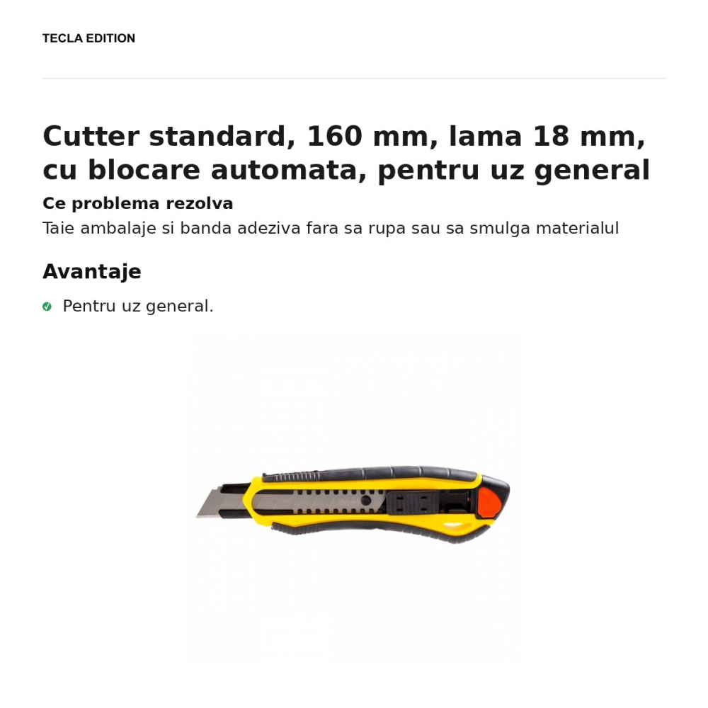 Cutter standard, 160 mm, lama 18 mm, cu blocare automata, pentru uz general [2]