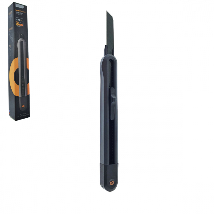 Cutter utilitar cu sina metalica, model Home Series 00739m, lama inox innegrit cu 13 sectiuni, lungime lama 80mm, latime lama 9mm, negru [1]