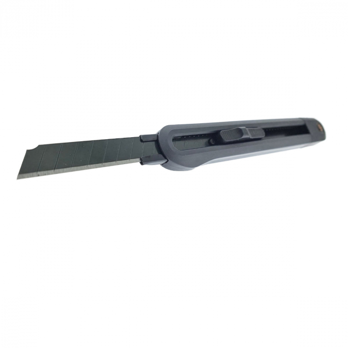 Cutter utilitar cu sina metalica, model Home Series 00739m, lama inox innegrit cu 13 sectiuni, lungime lama 80mm, latime lama 9mm, negru [5]