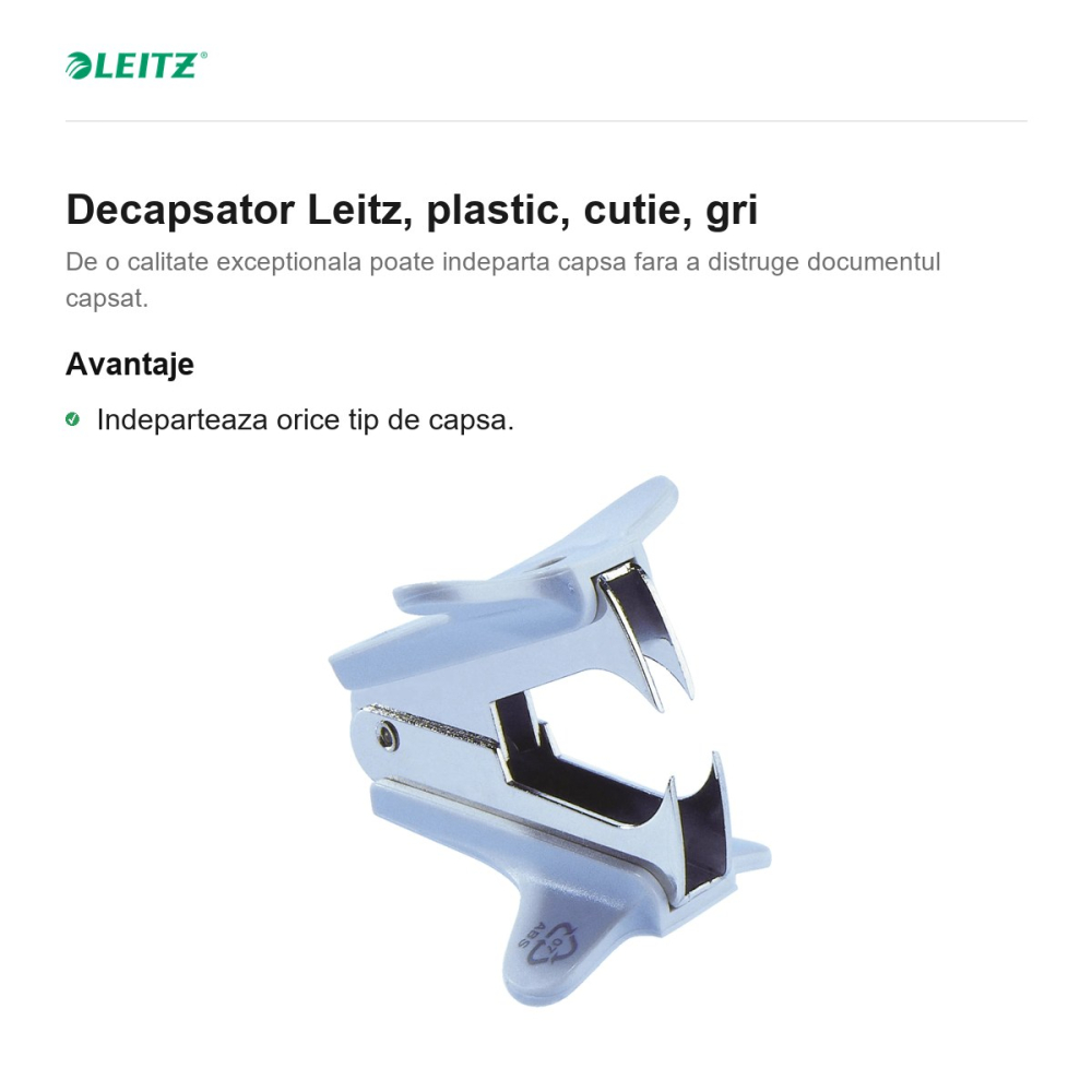 Decapsator Leitz, plastic, cutie, gri [2]