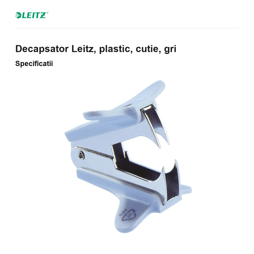 Decapsator Leitz, plastic, cutie, gri [3]