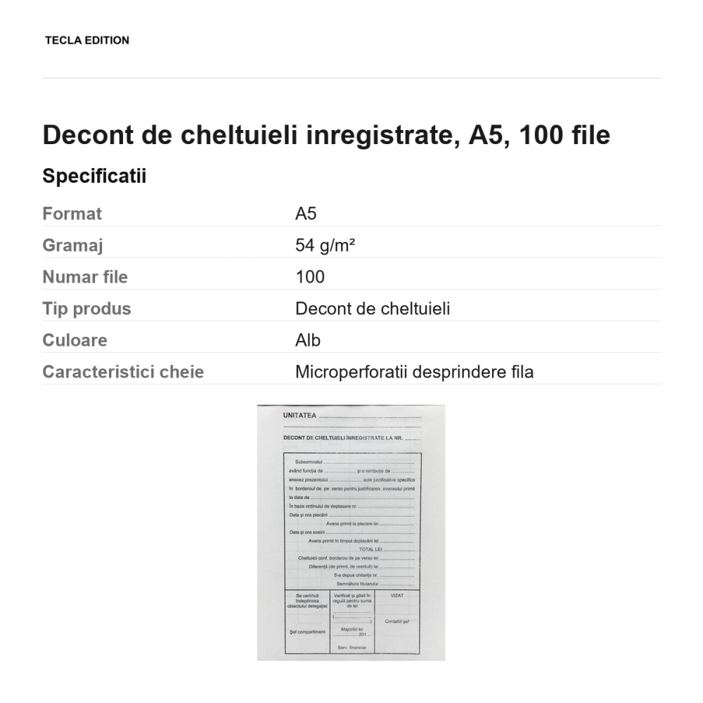 Decont de cheltuieli inregistrate, A5, 100 file [3]