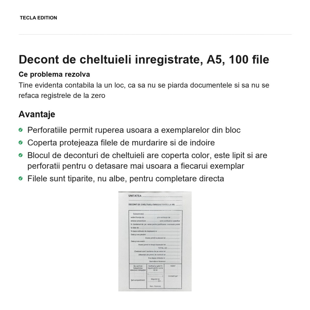 Decont de cheltuieli inregistrate, A5, 100 file [2]
