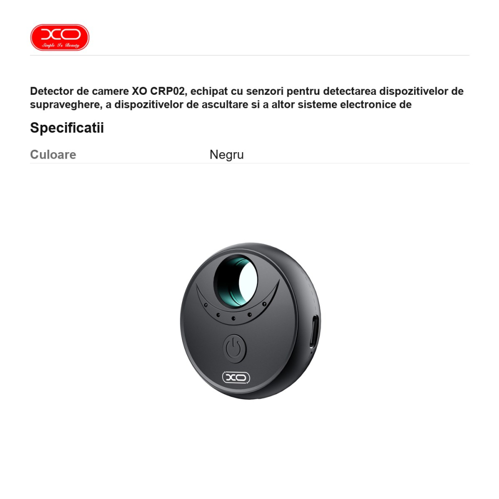Detector de camere XO CRP02, echipat cu senzori pentru detectarea dispozitivelor de supraveghere, a dispozitivelor de ascultare si a altor sisteme electronice de monitorizare, Negru [3]
