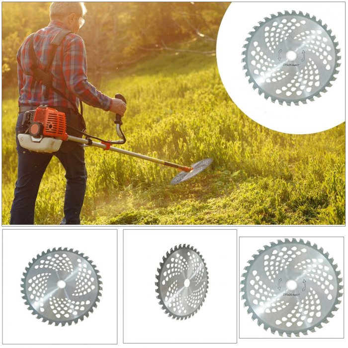 Disc circular vidia pentru motocositoare, 230mm, grosime 2 mm, 40 dinti, gauri ventilatie [3]
