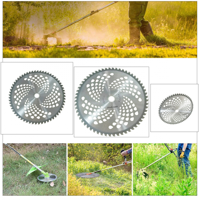 Disc circular pentru motocositoare, 60 dinti, gauri de ventilatie, Dimensiune: 255x255x2mm [5]