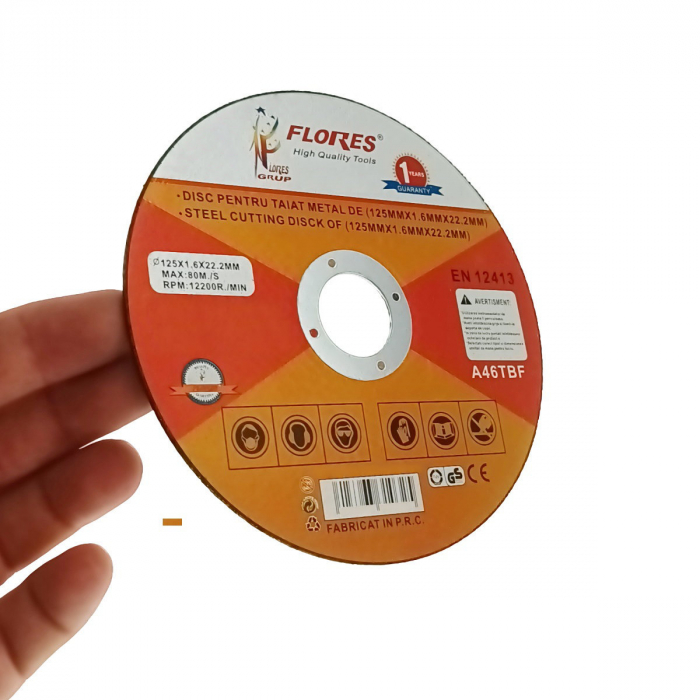 Disc de taiere, Flores, pentru metal, 125 mm diametru, 1.6 mm grosime, polizor unghiular [4]