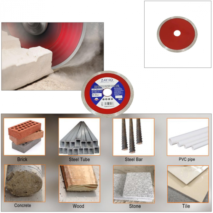 Disc diamantat continuu, 125 x 22.2 x 2 mm, taiere umeda si uscata, placi ceramice, piatra, marmura, granit, beton, ZAY-CO Professional Tools [5]