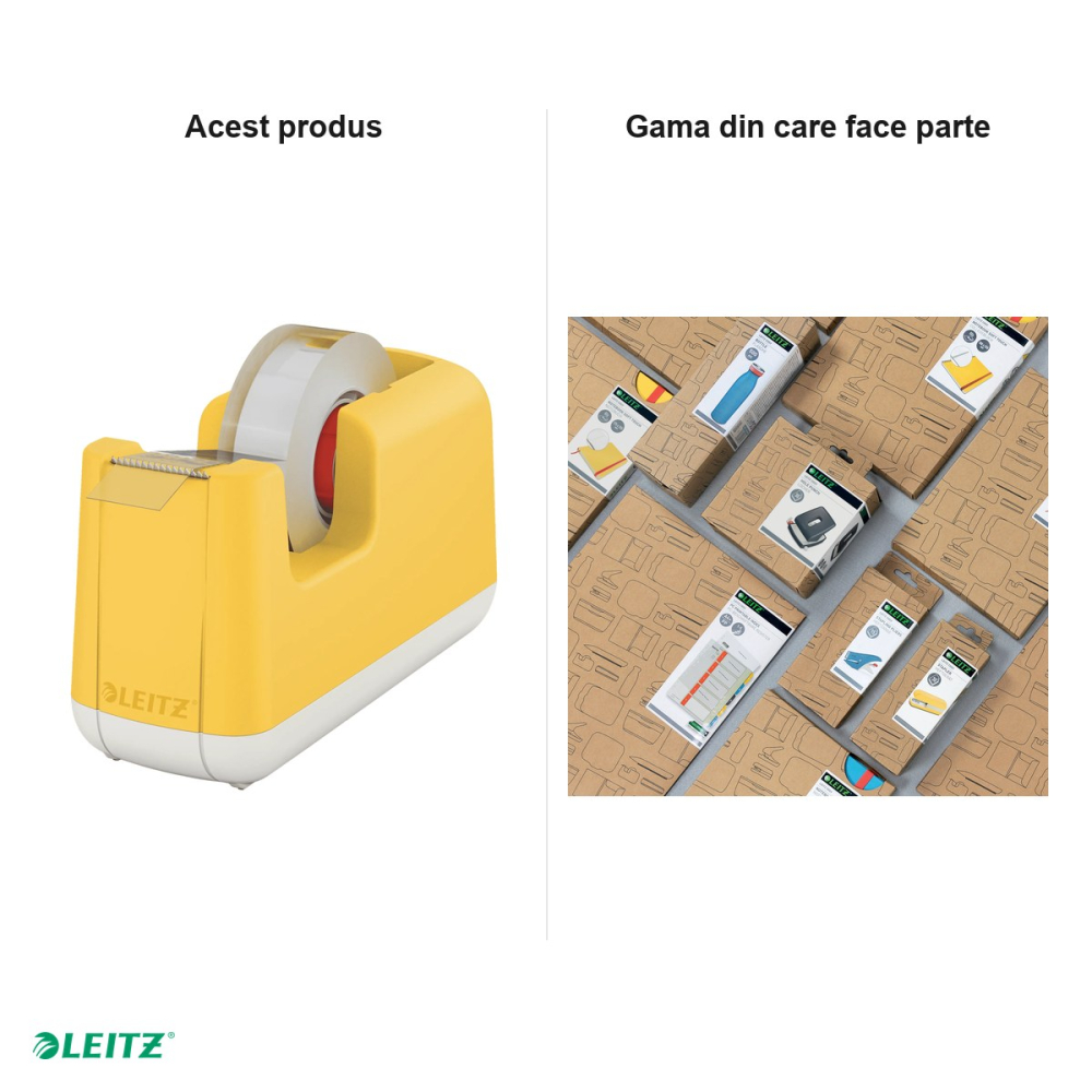 Dispenser banda adeziva Leitz Cosy, pentru role de 19 mm x 33 m, galben chihlimbar [5]