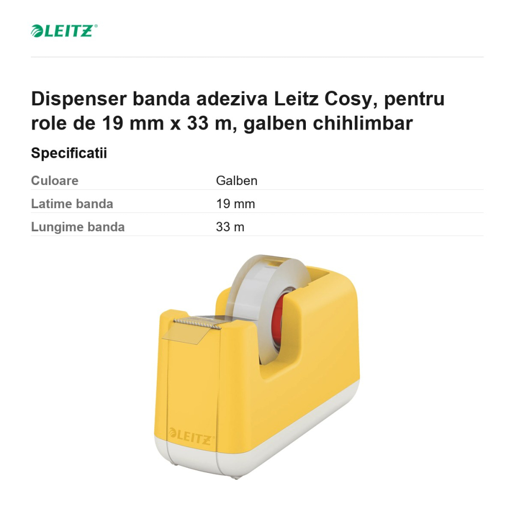 Dispenser banda adeziva Leitz Cosy, pentru role de 19 mm x 33 m, galben chihlimbar [3]