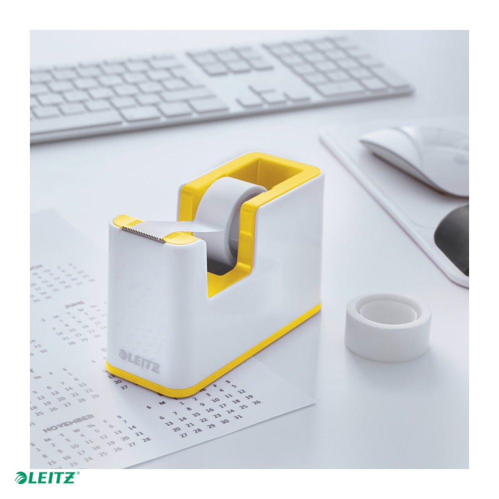 Dispenser banda adeziva Leitz WOW cu banda inclusa, pentru role de 19 mm x 33 m, galben/alb [4]