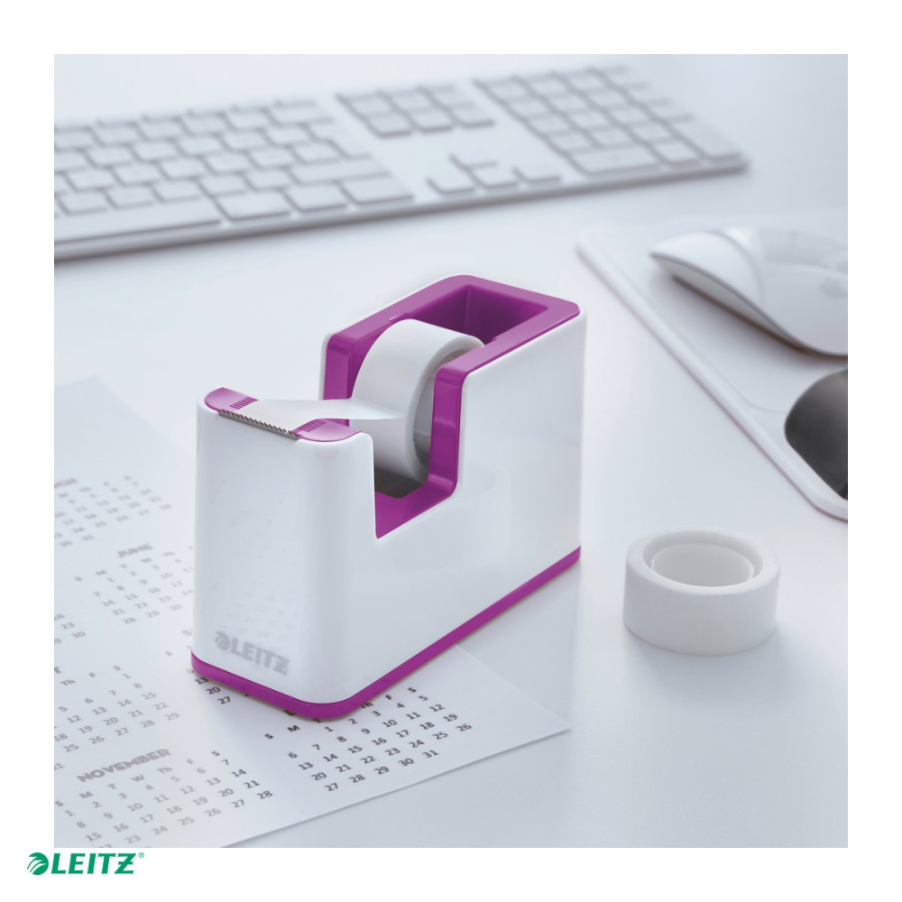 Dispenser banda adeziva Leitz WOW cu banda inclusa, pentru role de 19 mm x 33 m, mov/alb [4]
