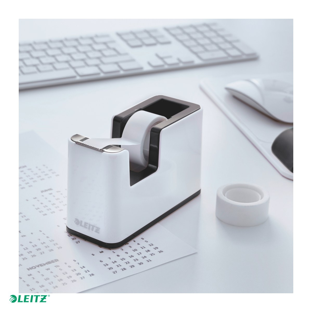 Dispenser banda adeziva Leitz WOW cu banda inclusa, pentru role de 19 mm x 33 m, negru/alb [4]