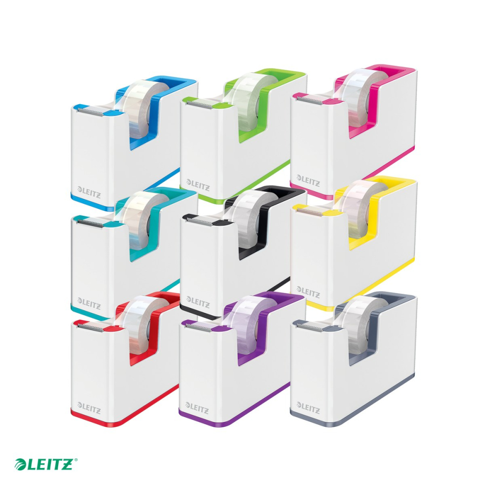 Dispenser banda adeziva Leitz WOW cu banda inclusa, pentru role de 19 mm x 33 m, rosu/alb [5]