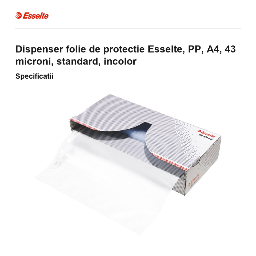 Dispenser folie de protectie Esselte, PP, A4, 43 microni, standard, incolor [3]