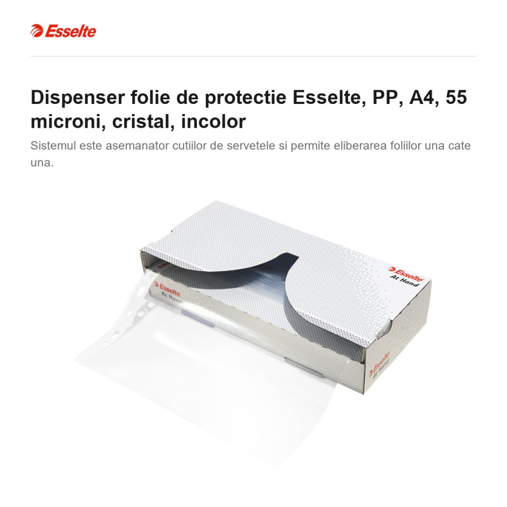 Dispenser folie de protectie Esselte, PP, A4, 55 microni, cristal, incolor [2]