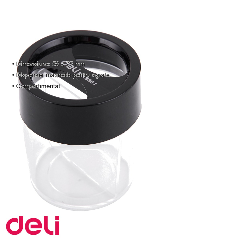 Dispenser magnetic pentru agrafe Deli, compartimentat, pentru birou [3]
