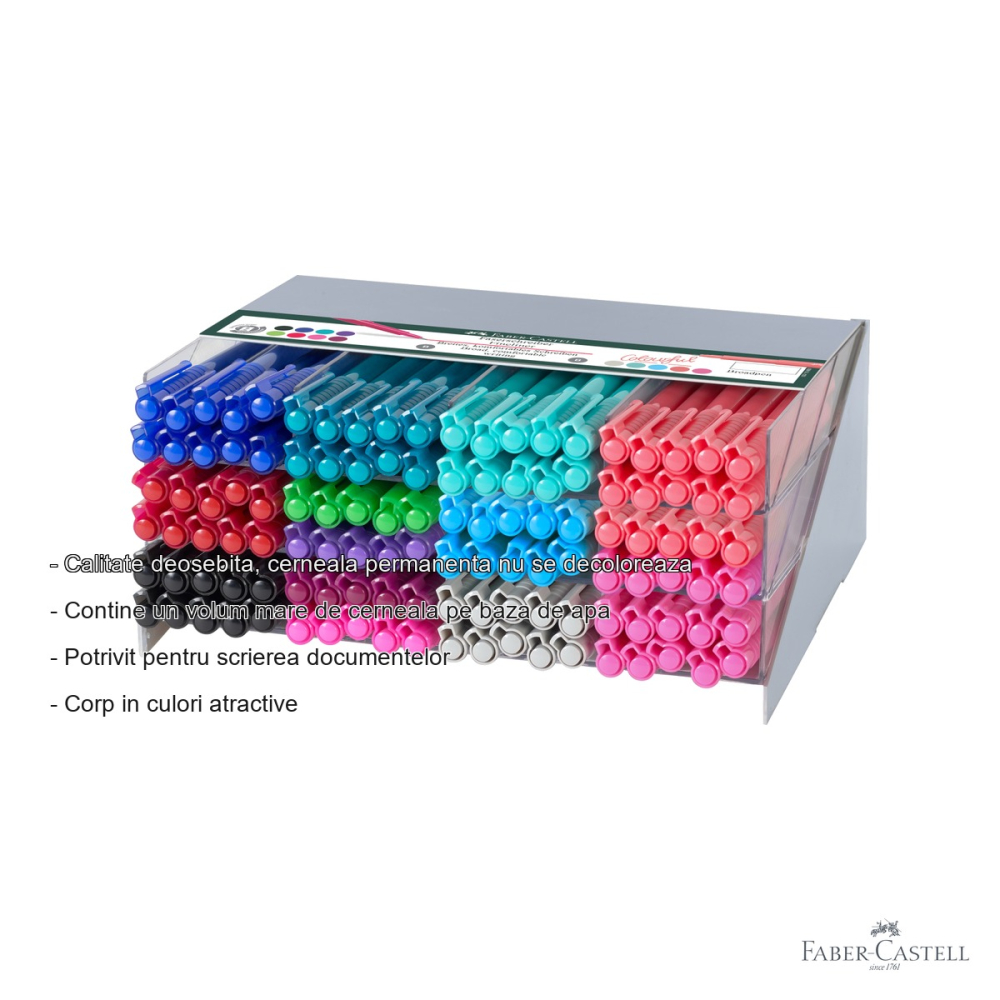 Display 120 bucati linere Faber-Castell Broadpen 1554, varf 0.8 mm, cerneala permanenta pe baza de apa, pentru documente [2]