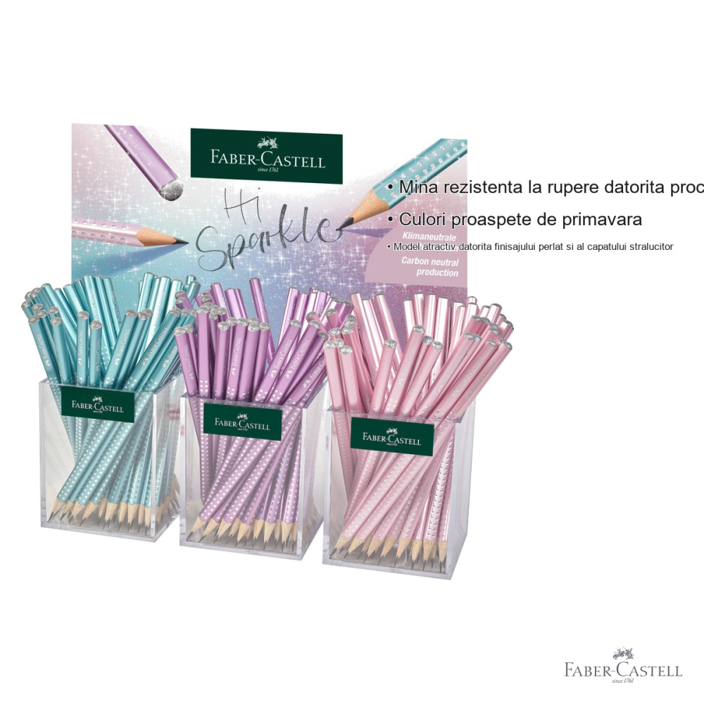 Display 144 creioane grafit Faber-Castell Sparkle, finisaj metalic perlat, pentru scris si desen [3]