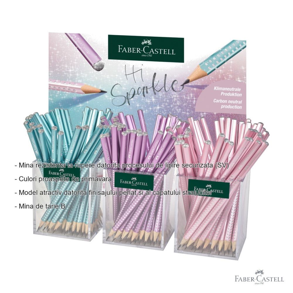 Display 144 creioane grafit Faber-Castell Sparkle, finisaj metalic perlat, pentru scris si desen [2]