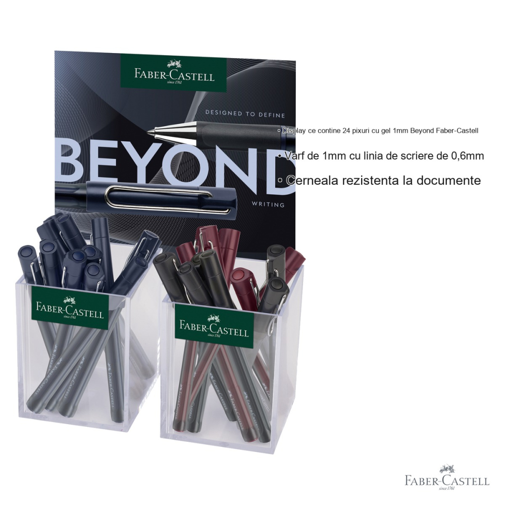 Display 24 pixuri cu gel 1.0mm Faber-Castell Beyond, cerneala rezistenta la documente, pentru birou si scoala [3]