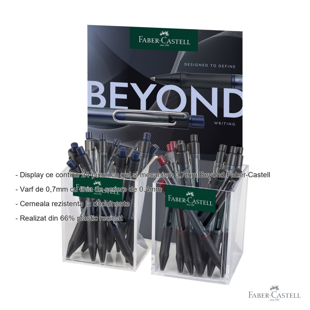 Display 24 pixuri cu gel si mecanism Faber-Castell Beyond 0.7mm, cerneala rezistenta, set birou [2]