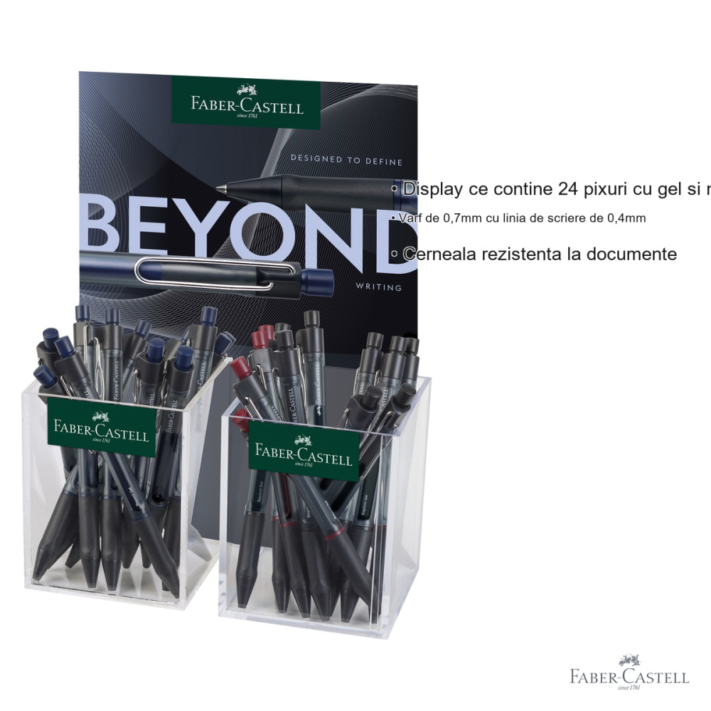 Display 24 pixuri cu gel si mecanism Faber-Castell Beyond 0.7mm, cerneala rezistenta, set birou [3]