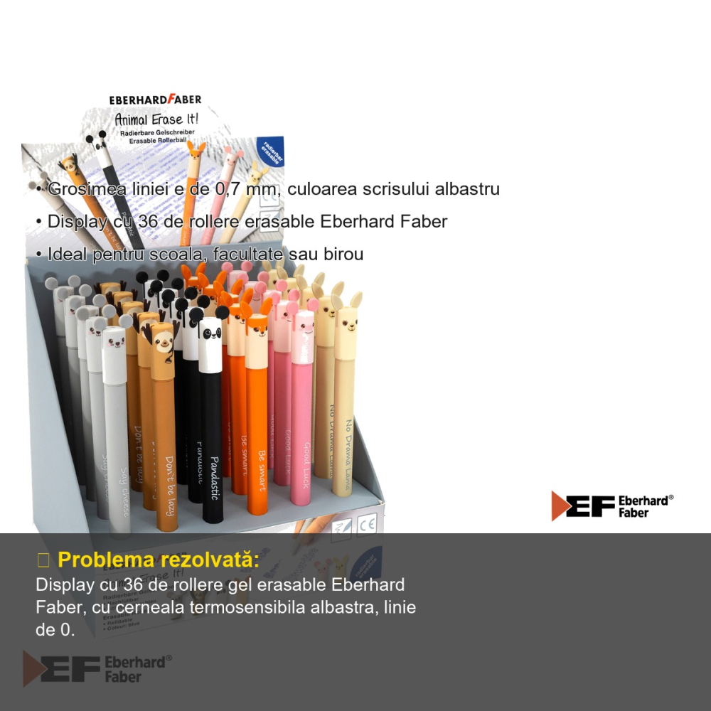 DISPLAY 36 BUC ROLLER 0.7 MM ALBASTRU ERASABLE EBERHARD FABER [3]