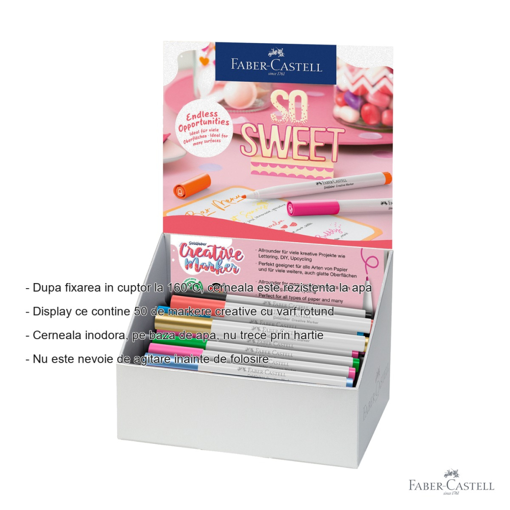 Display 50 markere creative Faber-Castell Goldfaber, varf rotund 1.5mm, cerneala pe baza de apa [2]
