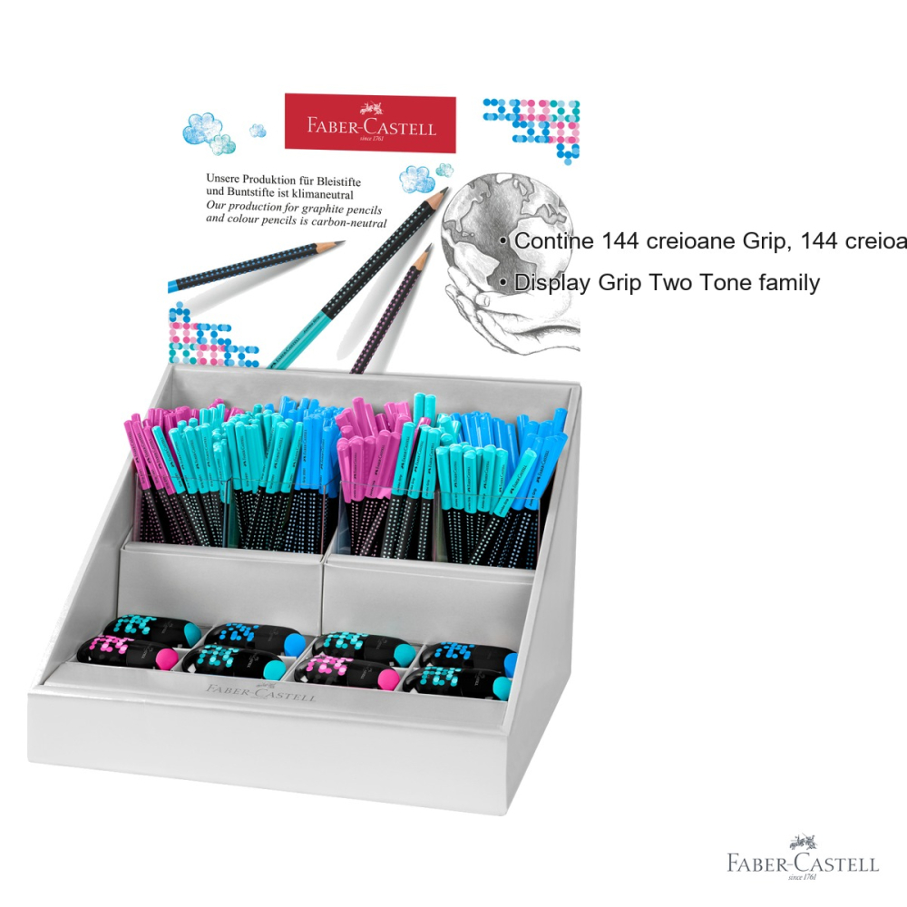 Display Faber-Castell Grip Two Tone Family - set 144 creioane Grip, 144 creioane jumbo si 18 ascutitori, pentru scoala si birou [3]