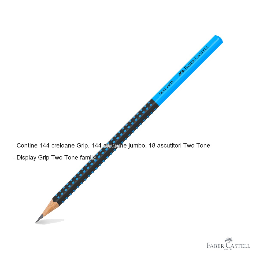 Display Faber-Castell Grip Two Tone Family - set 144 creioane Grip, 144 creioane jumbo si 18 ascutitori, pentru scoala si birou [2]