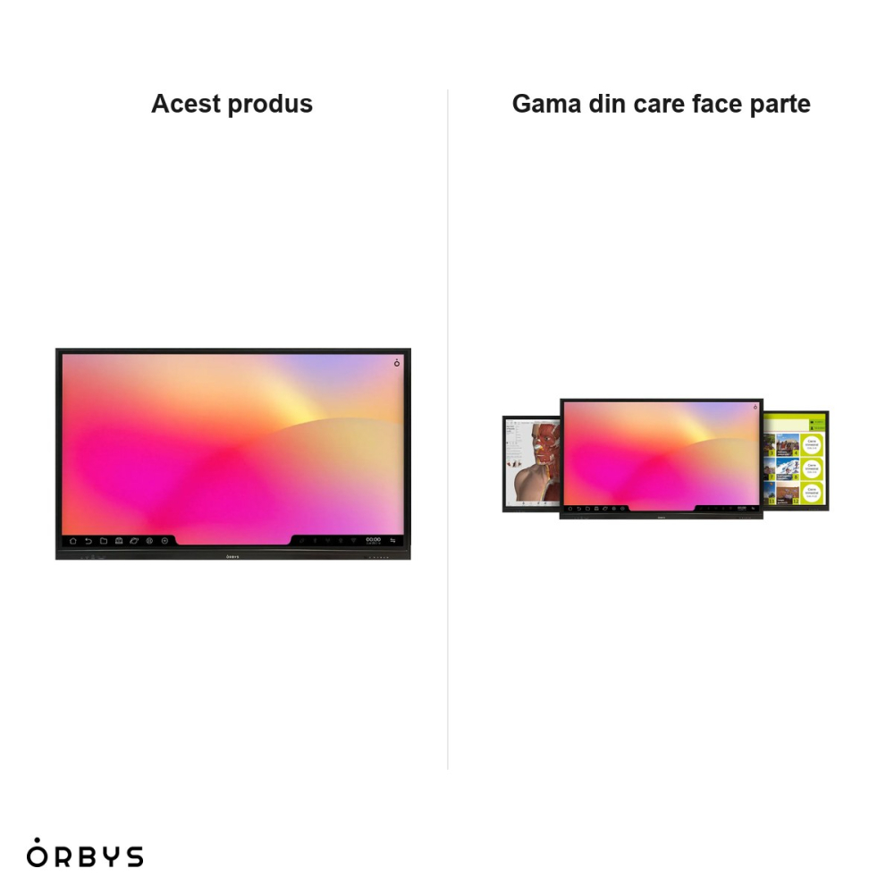 Display interactiv Orbys Touch Series 13 TS1375 Pro, 75 inch, 4K, Android 13, 8 GB RAM, 64 GB stocare, camera si microfon integrate, sunet 20 W [4]