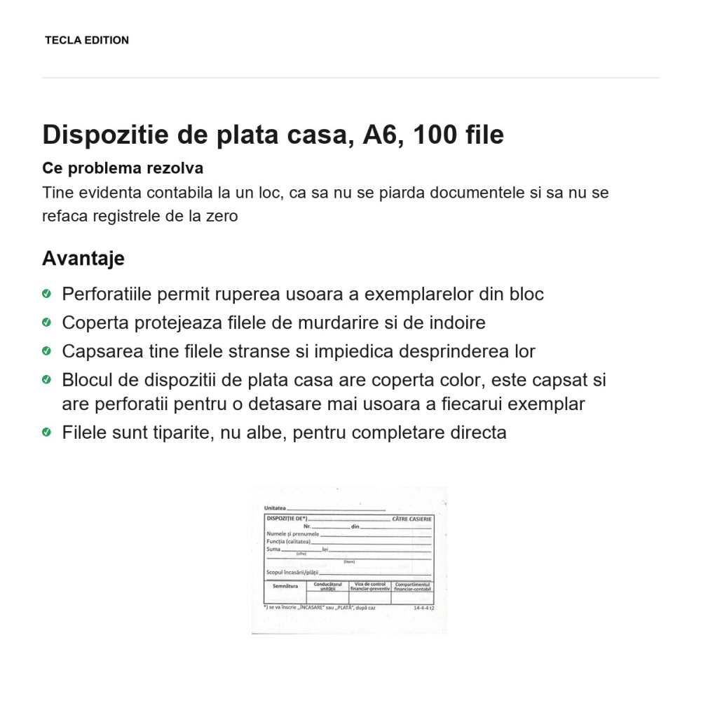 Dispozitie de plata casa, A6, 100 file [2]