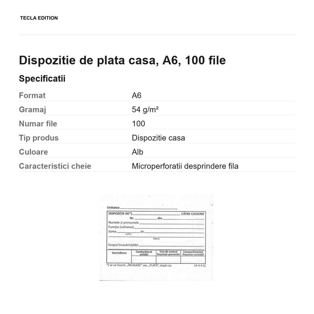 Dispozitie de plata casa, A6, 100 file [3]