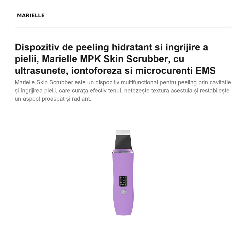 Dispozitiv de peeling hidratant si ingrijire a pielii, Marielle MPK Skin Scrubber, cu ultrasunete, iontoforeza si microcurenti EMS [2]