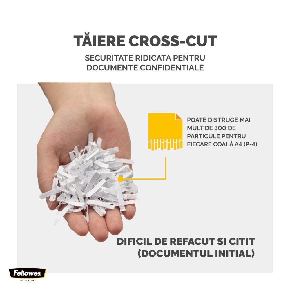 Distrugator de documente Fellowes LX25, taiere cross-cut P-4 in particule de 4x37 mm, 6 coli, cos de 11.5 l, distruge agrafe, capse si carduri, 361x310x220 mm [5]