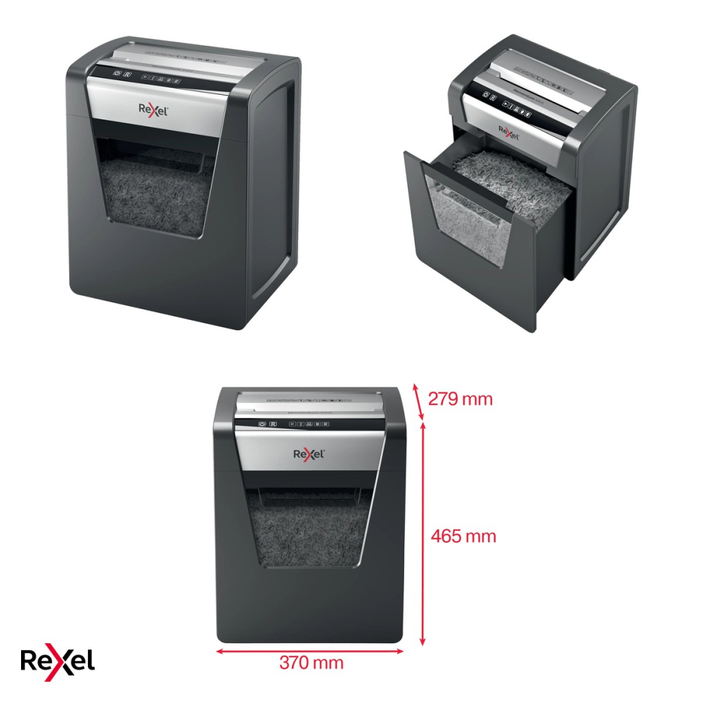 Distrugator de documente Rexel Momentum X415 cu alimentare manuala, taiere cross-cut P-4 in particule de 4x40 mm, 15 coli, cos de 23 l, anti-blocare, pentru birouri mici [4]