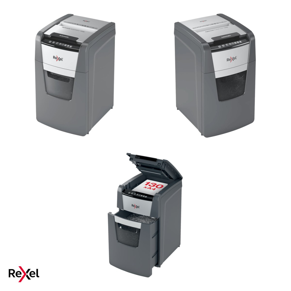 Distrugator de documente Rexel Optimum 130M automat, taiere micro-cut P-5 in particule de 2x15 mm, 130 coli automat si 6 manual, cos de 44 l, functionare continua 30 de minute [5]