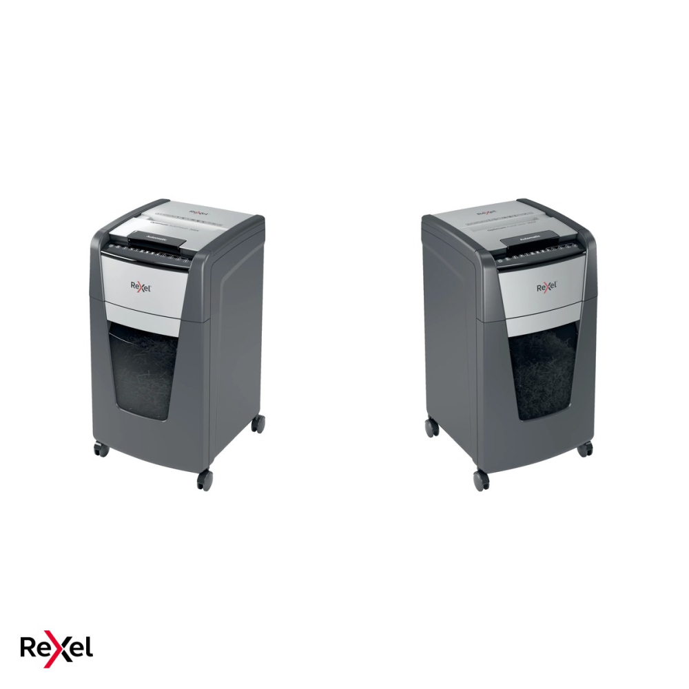 Distrugator de documente Rexel Optimum 300X automat, taiere cross-cut P-4 in particule de 4x26 mm, 300 coli automat si 10 manual, cos de 60 l, pe roti, blocare cu cod PIN [5]