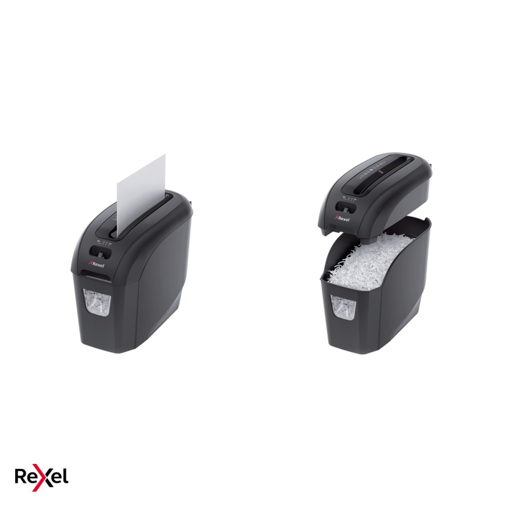 Distrugator de documente Rexel ProStyle Plus 5, taiere cross-cut P-4 in particule de 4x40 mm, 5 coli, cos de 7.5 l, fanta de 230 mm, distruge capse, agrafe si carduri, 179x354x277 mm [4]